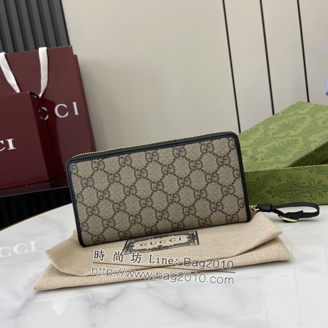 Gucci專櫃古馳最新款Emblem系列拉鏈長夾錢包 jh2402型號：821803